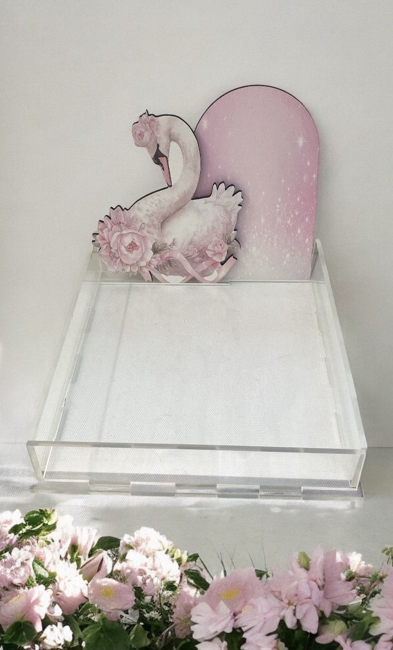 Kuğu ayıcık  dekorlu Pleksi çikolata Sunum kutusu