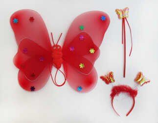 MELEKLİ KELEBEK SIRTA TAKILAN YILDIZLI KIRMIZI