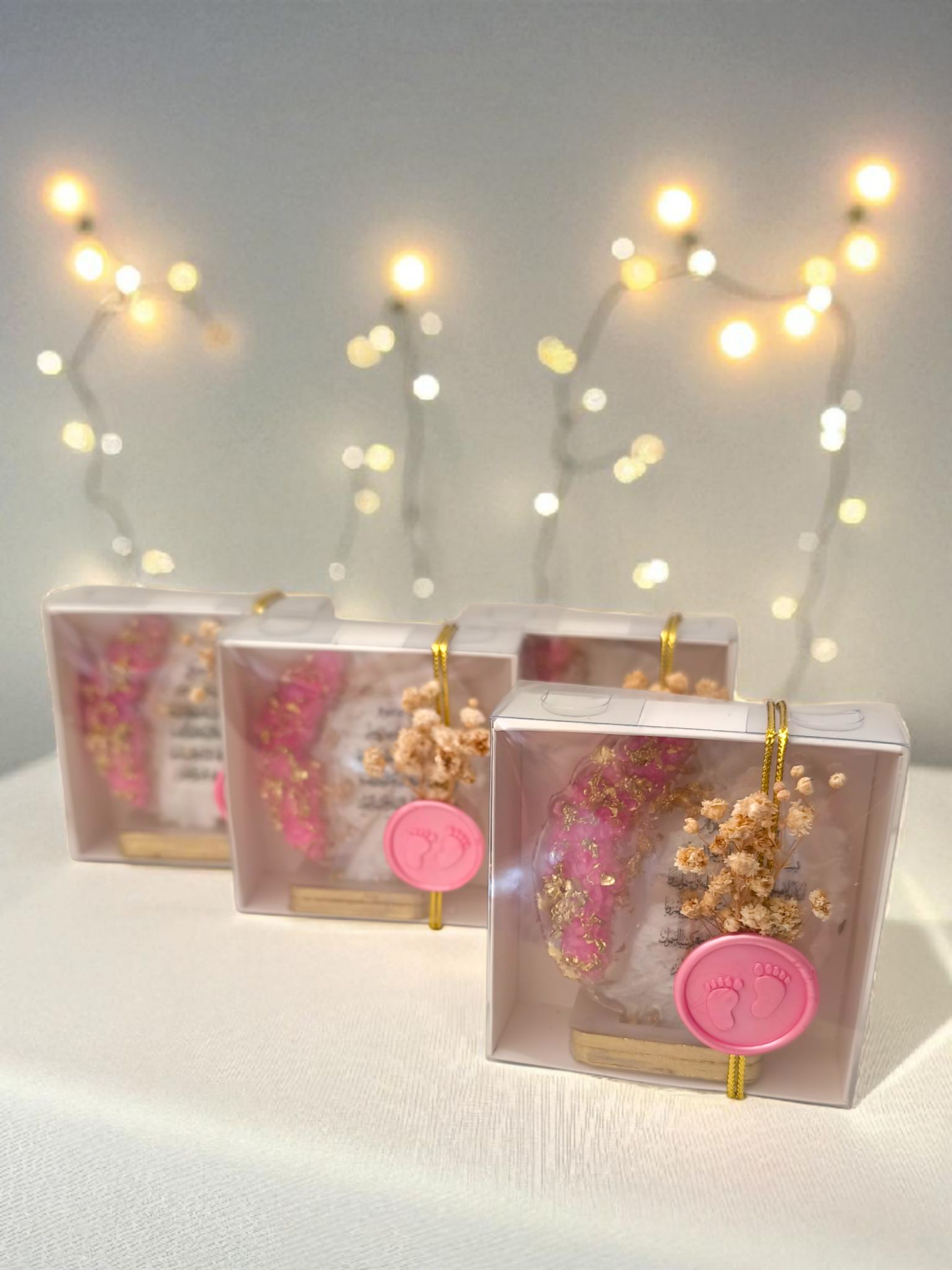 20 li Süslü Kutuda Ayak Desenli mühür epoksi hediyelik