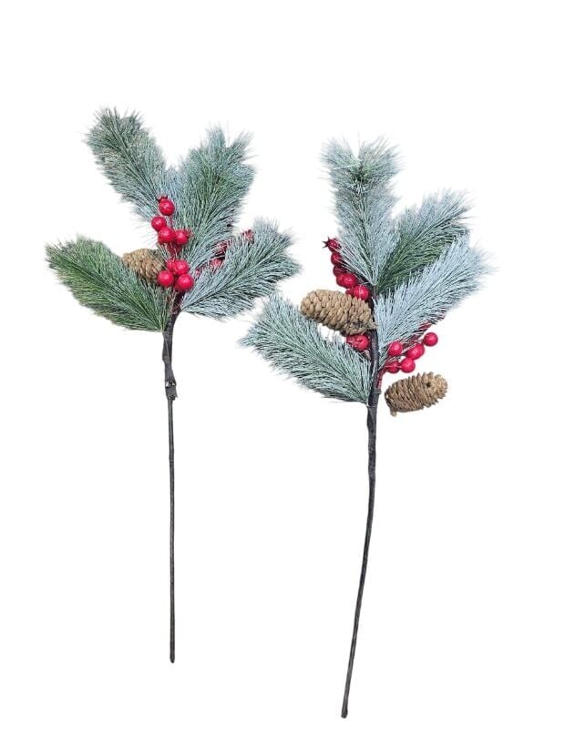 Karlı Çam kozalaklı Narlı uzun Stick Yılbaşı Dalı