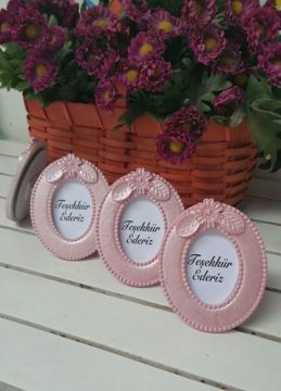 Oval Vesikalık Çiçekli Yapraklı Polyester Çerçeve (Kampanyalı-İndirimli)