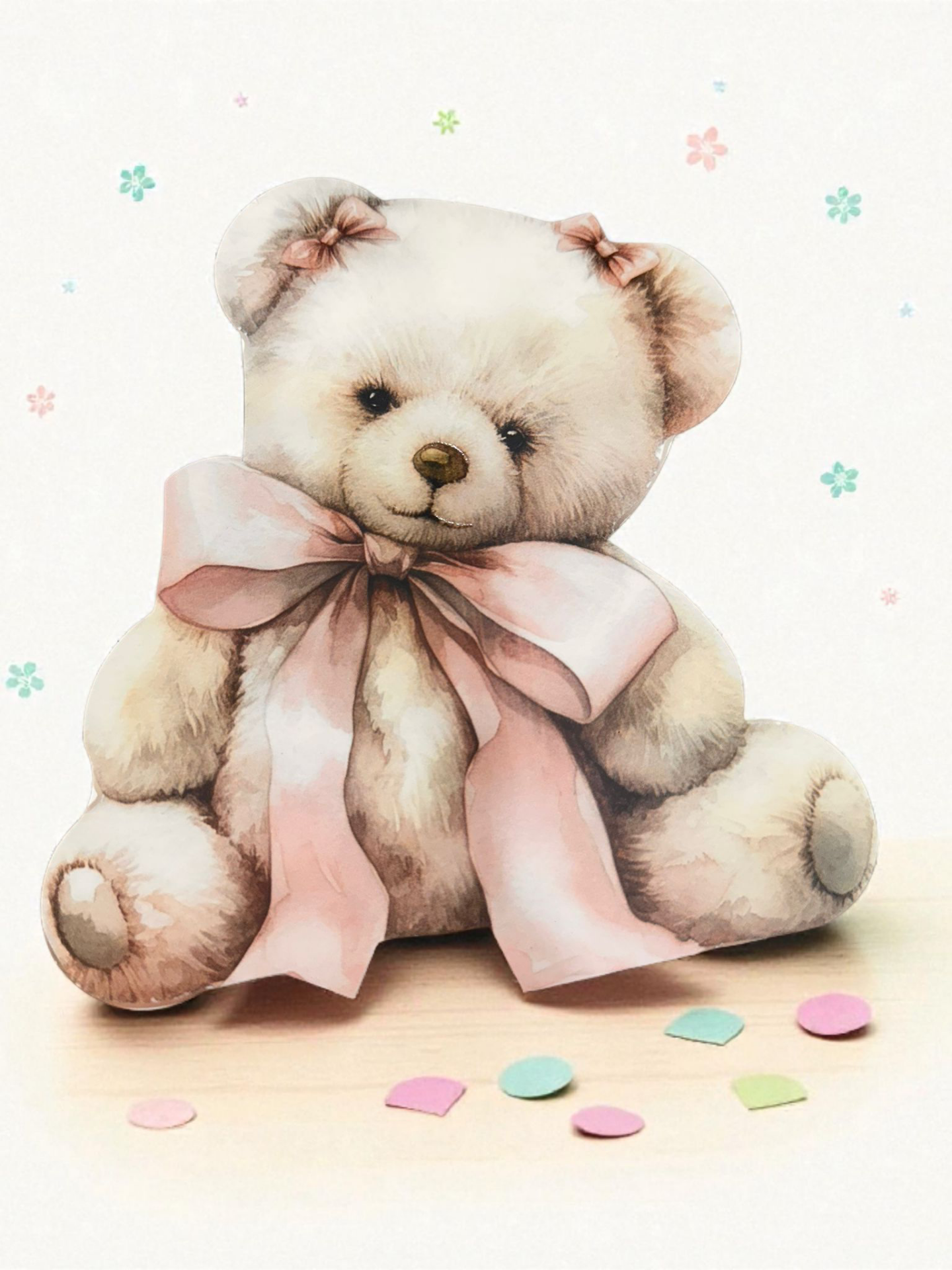 5 Li Çift taraf baskılı pembe ayıcık figür