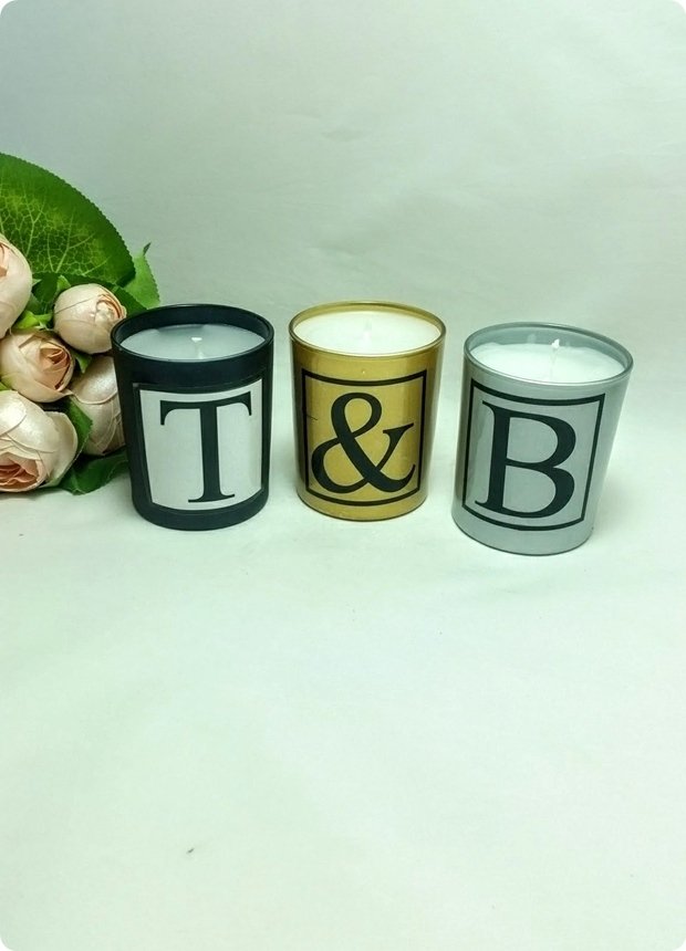 3 Lü İçi Mumlu Büyük Boy Harfli Cam Bardak 180 cc