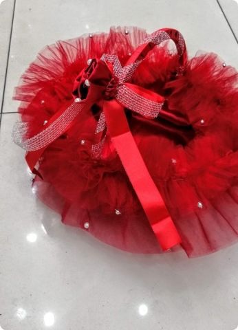 Saten güllü fiyonklu kına sepeti