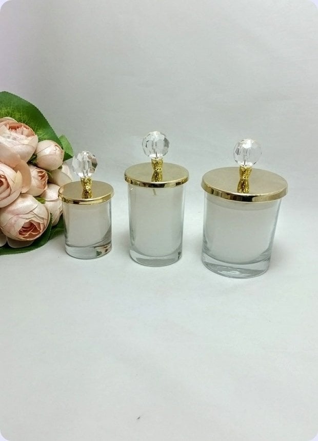 24 lü Metalize Kristal Tepelikli İçi Mumlu Cam Bardak