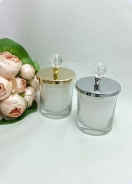 24 lü Metalize Kristal Tepelikli İçi Mumlu Cam Bardak