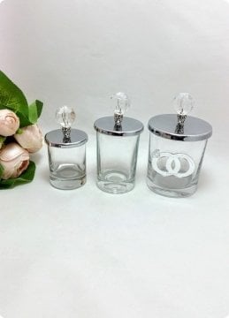 24 Lü Plastik Metalize Kaplama Kristal Tepelikli İçi Boş Bardak / Şekerlik