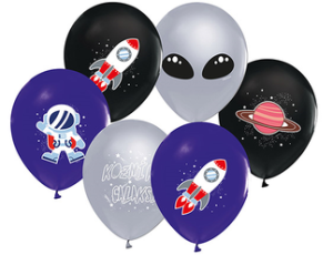 100 LÜ BALON ASTRONOT UZAY 4+1 PASTEL