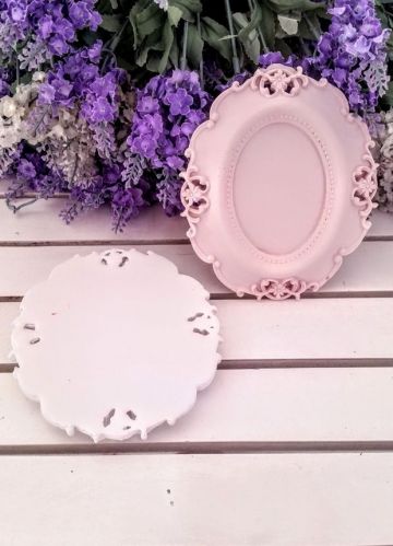 Oval Taş Büyük (Çiçek Desenli) Beyaz - 10 Adet / Paket