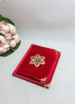 12.5 x 16.5 cm Kadife Kumaş Kaplı Yasin i Şerif (80 Sayfa)'3' No Krem - 10 Adet / Paket - Islak Kadife