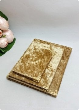 12.5 x 16.5 cm Kadife Kumaş Kaplı Yasin i Şerif (80 Sayfa)'3' No Krem - 10 Adet / Paket - Islak Kadife
