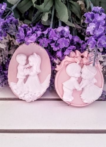 Oval Taş (Kız/Erkek figürlü) çiçekli - 10 Adet / Paket