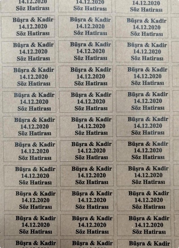 İsim Yazılı Dikdörtgen Kraft etiket 1 Sayfa (54Adet)