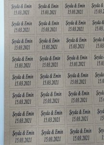 İsim Yazılı Dikdörtgen Kraft etiket 1 Sayfa (54Adet)