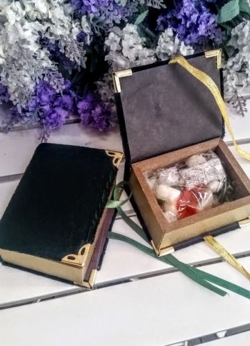 Süslü Kadife Sıvama Mevlüd Şekeri Kutu Siyah/Kutu 20\'Li