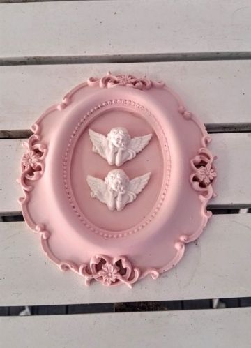 Melekli Oval Taş Çerçeve Krem - 20 Adet / Paket