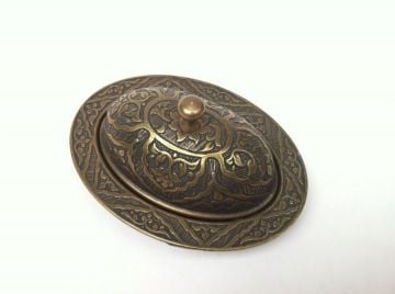 Sarı eskitme Lokumluk oval (6.5 x 9 cm)