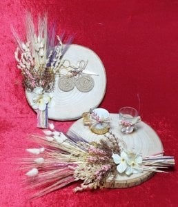 Yandan süslemeli yuvarlak ahşap Tepsi / Damat Kahvesi