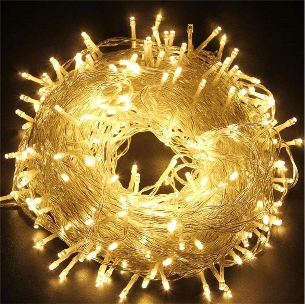 10 mt 60 Led Gün ışığı 2 Kademeli Şeffaf Kablo Pilli
