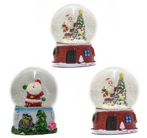 Işıklı Orta Boy Noelbaba Cam Küre (Kar Küresi)10cm