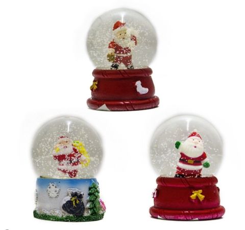 Işıklı Orta Boy Noelbaba Cam Küre (Kar Küresi)10cm