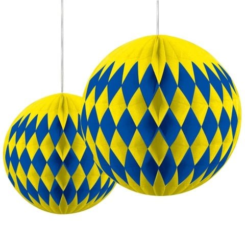 Sarı lacivert İkili Dekoratif Petek Süs (20 Cm + 30 Cm)