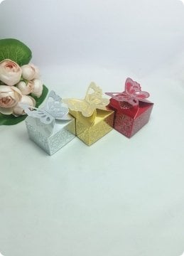 50 Li Simli Kelebekli Karton Kutu