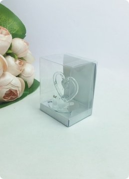 Cam Kuşlu Kalp (Gümüş Asetat Kutulu)