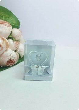 Cam Kuşlu Kalp (Gümüş Asetat Kutulu)