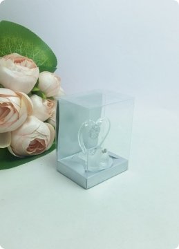 Cam Kuşlu Kalp (Gümüş Asetat Kutulu)