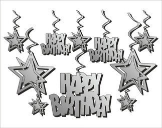 ORTA SÜS 3 BOYUTLU HAPPY BIRTHDAY GÜMÜŞ