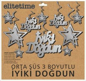 ORTA SÜS 3 BOYUTLU İYİKİ DOĞDUN GÜMÜŞ