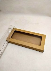 8x17x2 cm Pencereli Kraft Karton Asetat Kutu 20 li