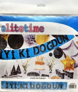 İYİKİ DOĞDUN BANNER PÜSKÜLLÜ METALİZE MAVİ
