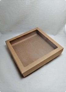 25x25x5 cm Pencereli Kraft Karton Asetat Kutu 20 li