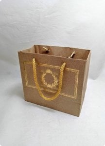 10 Lu (18x16 Cm) Körüklü,Baskılı, İpli, Kraft Karton Çanta, Poşet