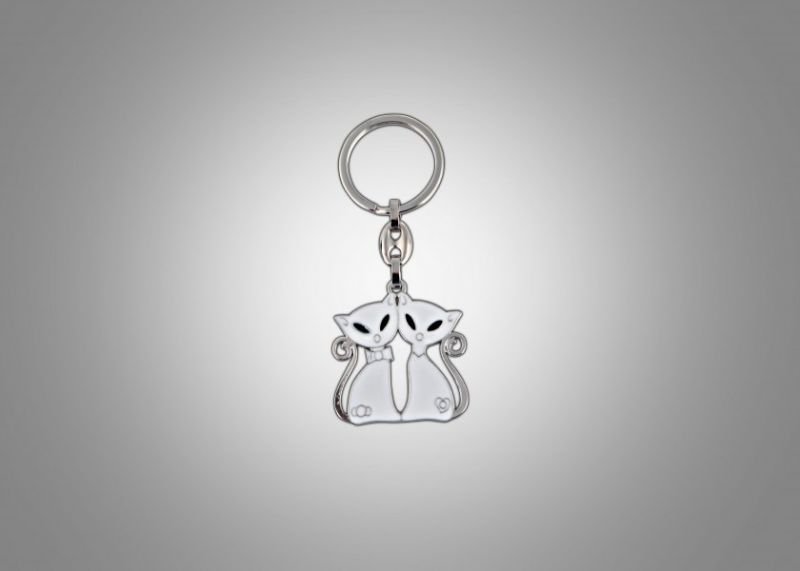 İkiz Kedili Metal Anahtarlık 20\'Lİ