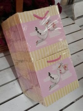 50 Li 11x11 Cm (Beyaz,Altın,Fuşya,Pembe,Mavi)Körüklü Karton Çanta