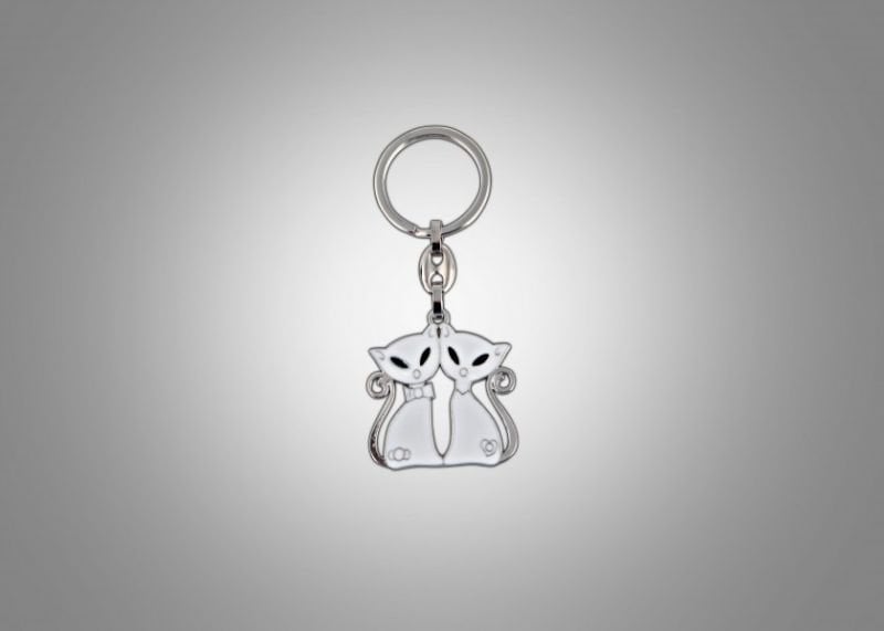 İkiz Kedili Metal Anahtarlık 20\'Lİ Numune Seti(Karışık Modeller)