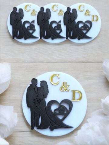 20 Li Beyaz Pleksi Üzerine Gelin Damat Hediyelik