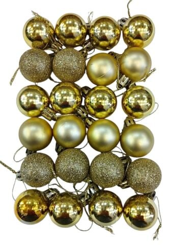 24 Lü 3 CM Cici Top Yılbaşı ağaç süsü