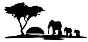 Siyah Ahşap Fil & Ağaç  Duvar Süsü(65*30cm)