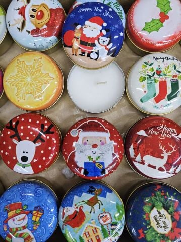 20 Li Yılbaşı Desenli Bombeli Metal Teneke Kutulu Kokulu Mum