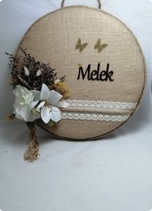 Çiçekli hasır bebek Kapı süsü,Sepet,Takı Yastığı