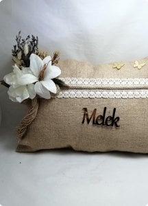 Çiçekli hasır bebek Kapı süsü,Sepet,Takı Yastığı