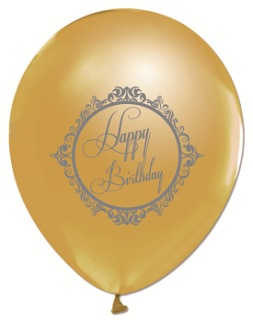 BALON 1+1 SİLVER ELEGENT STRIPE BİRTHDAY GOLD