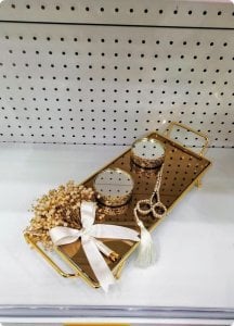 Süslü Aynalı Saplı Damat Kahvesi / Yüzük Tepsisi