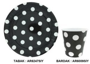 TABAK KARTON SİYAH PUANTİYELİ 23 cm