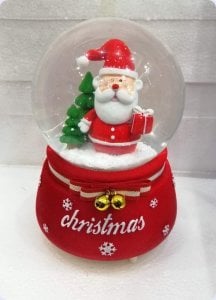 Yılbaşı Noel baba Cam fanus / Müzikli Kar küresi