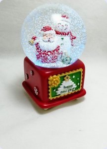 Yılbaşı Kare Noel baba Cam fanus / Müzikli kar küresi